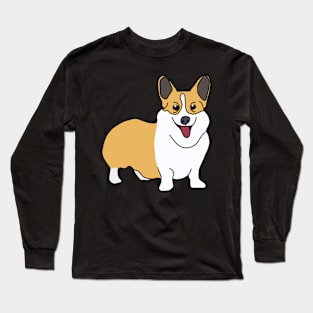 Cute Fluffy Tan/Brown and White Welsh Corgi Digital Art Long Sleeve T-Shirt